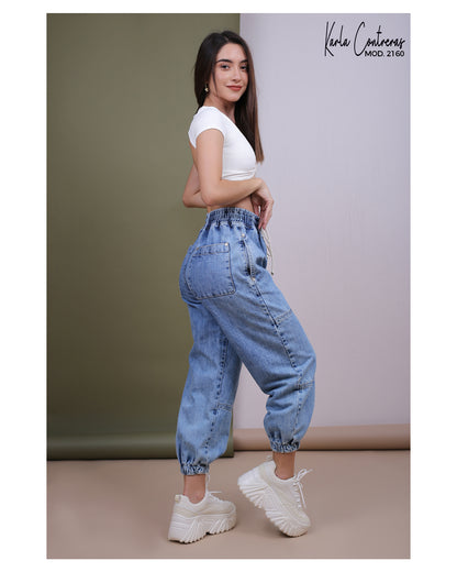 Jogger Oversize, azul marmol claro.