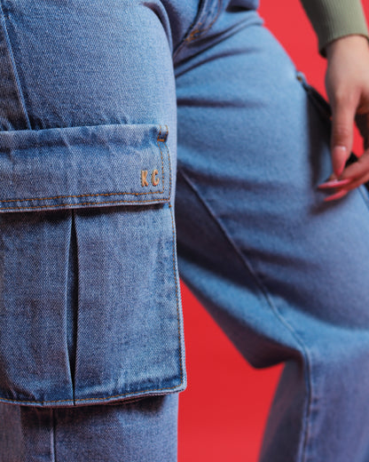 Jeans Cargo, de pierna ancha.