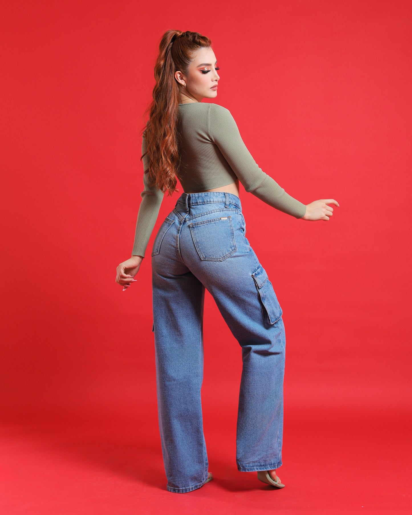 Jeans Cargo, de pierna ancha.