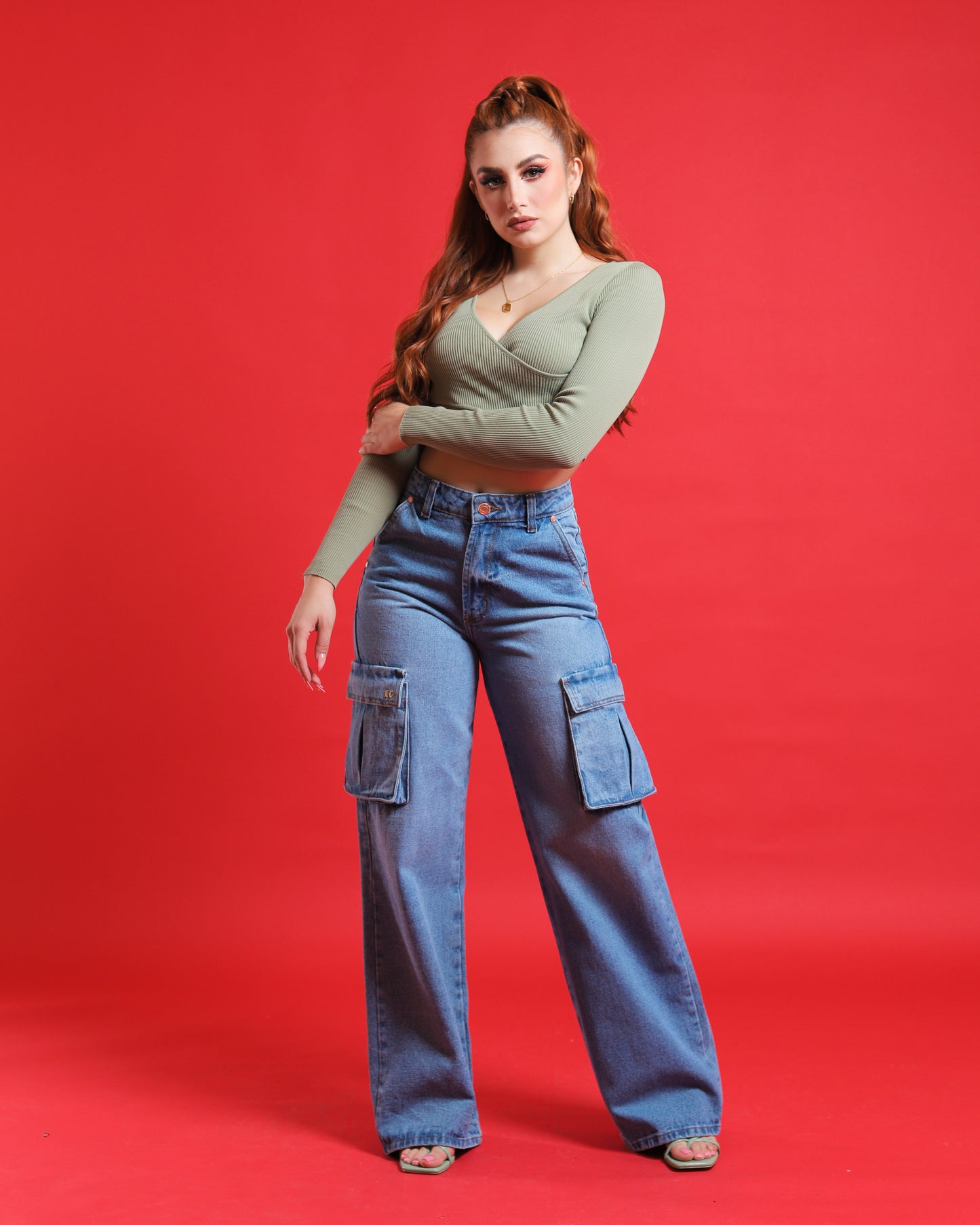 Jeans Cargo, de pierna ancha.