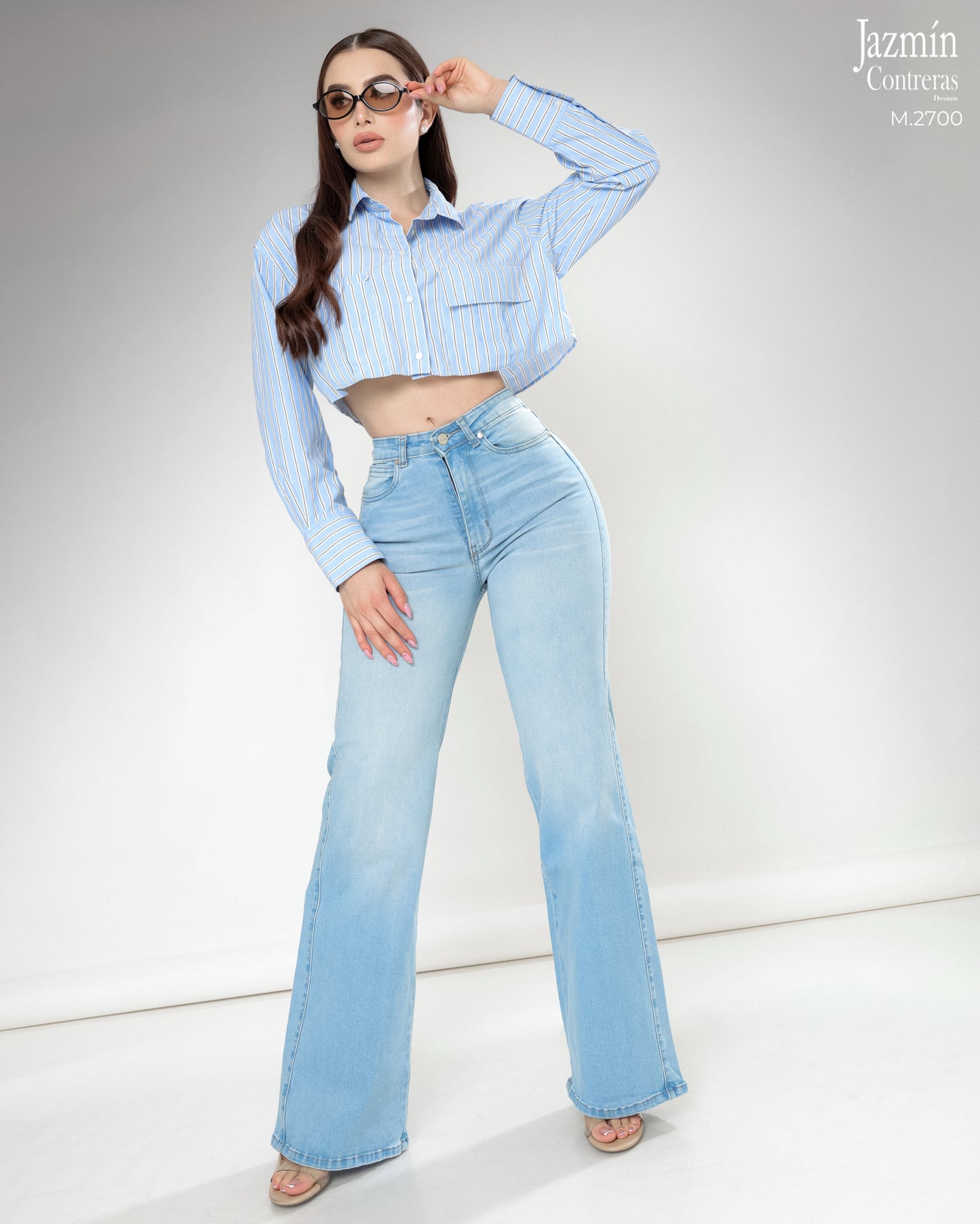 Jeans Wide Leg, azul claro.
