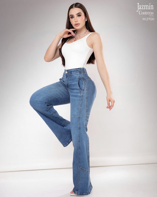 Jeans Wide Leg con resorte en pretina