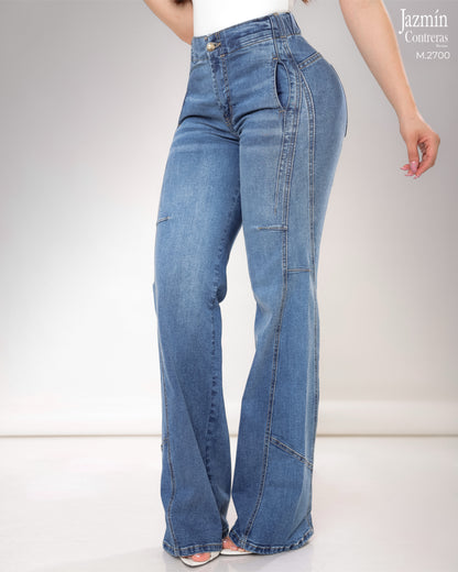 Jeans Wide Leg con resorte en pretina