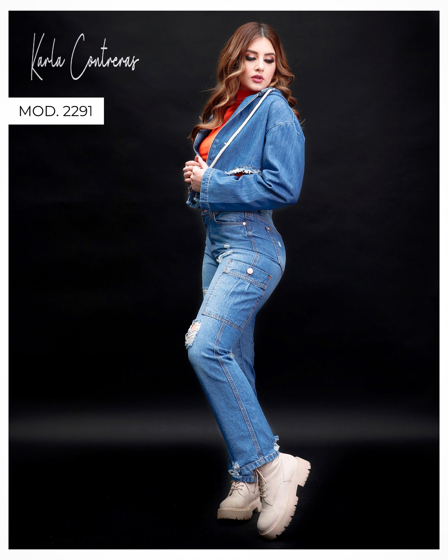 Jeans cargo, momfit.