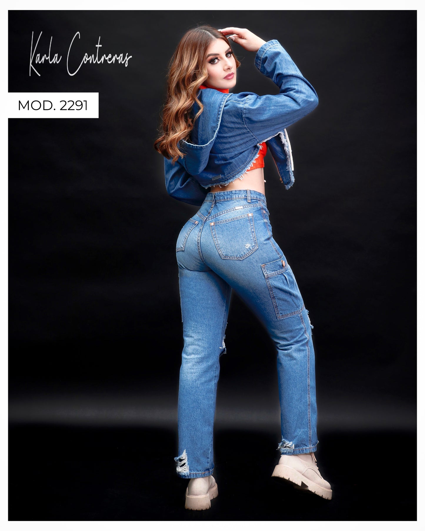 Jeans cargo, momfit.