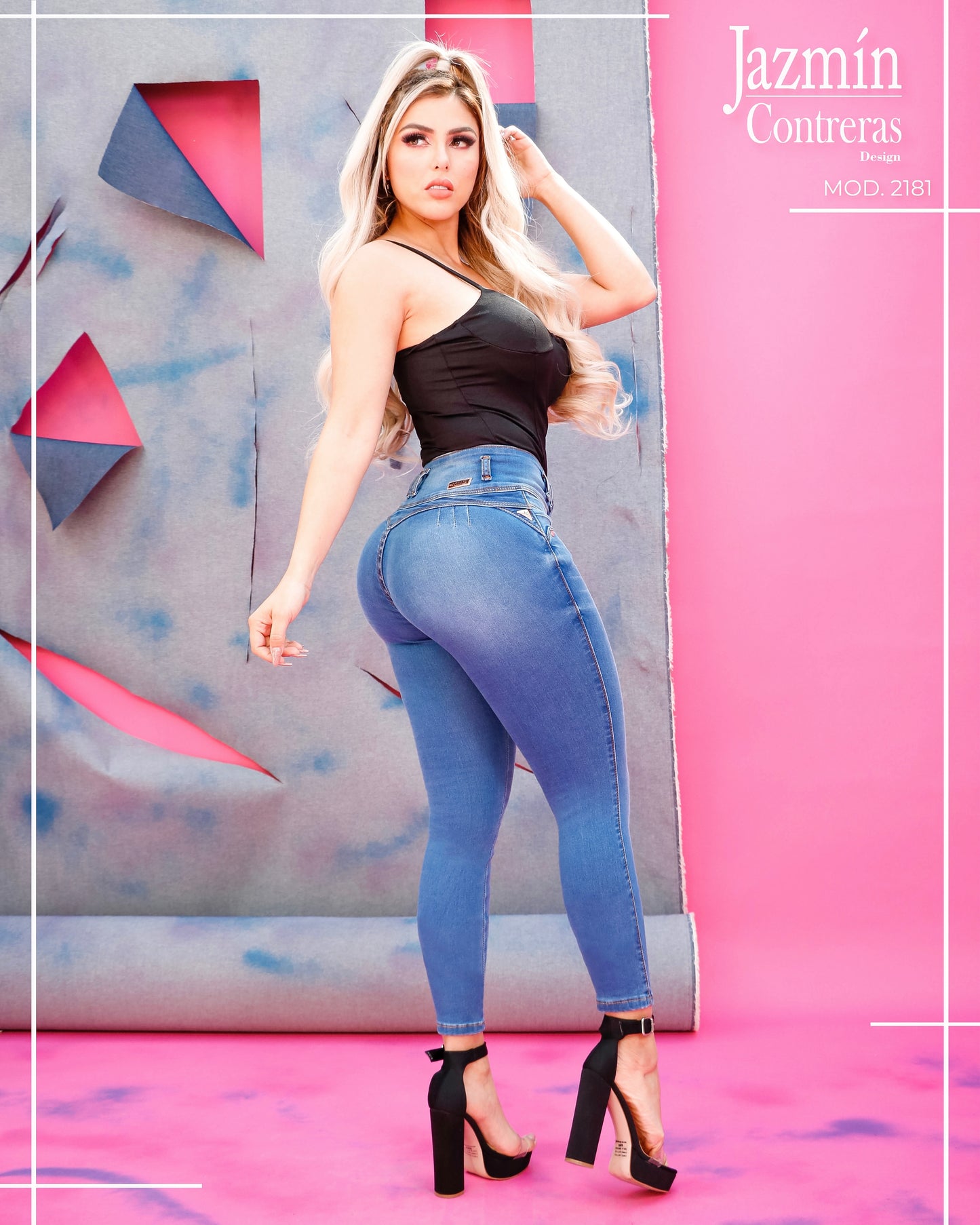 Jeans corte colombiano, azul, 3 botones