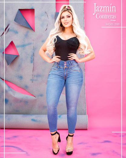 Jeans corte colombiano, azul, 3 botones
