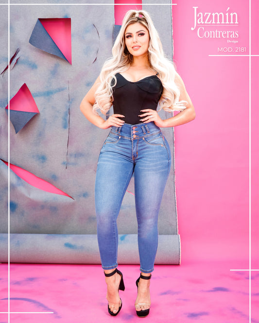 Jeans corte colombiano, azul, 3 botones