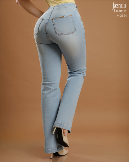 Jeans Wide Leg, tono azul claro.