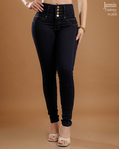 Jeans skinny horma colombiana, azul petroleo.