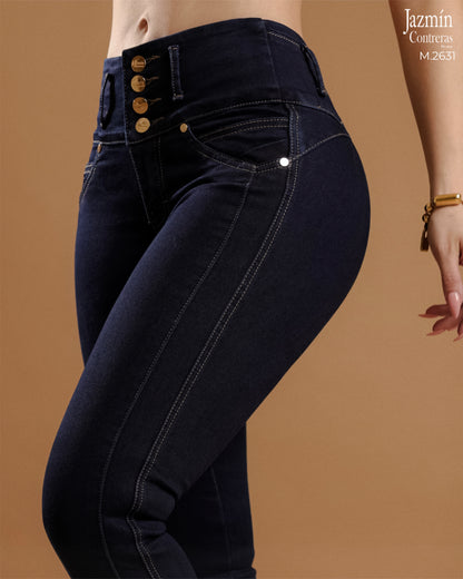 Jeans skinny horma colombiana, azul petroleo.