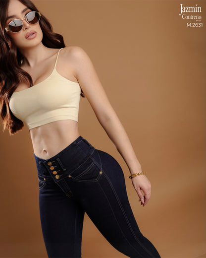 Jeans skinny horma colombiana, azul petroleo.
