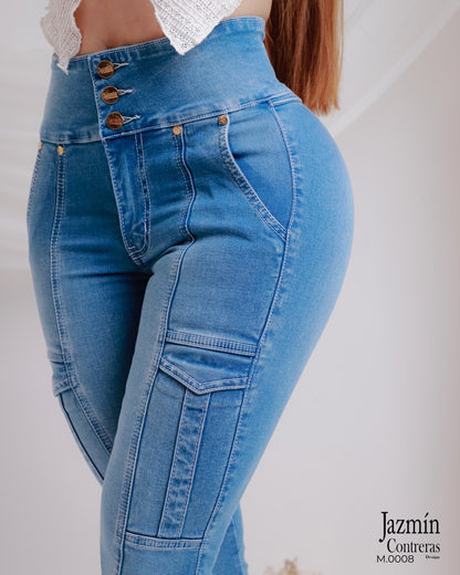 Skinny jeans tiro alto corte colombiano